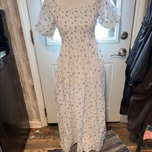 Simply Southern White and Blue Floral Maxi Dress